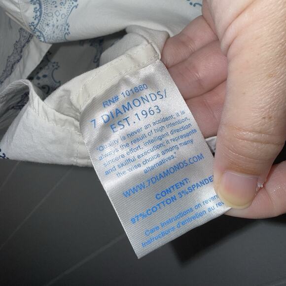 7Diamonds Men’s Floral Short Sleeve Button Down Shirt White Blue Size Large - Picture 5 of 5